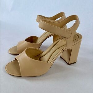 NEW SARTO by Franco Sarto Nude Block Heel Sandals Size 9 | New With Box